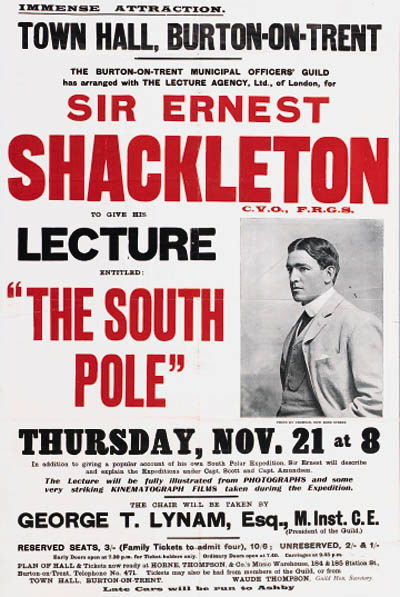 Picture Of Ernest Shackleton Promotional Poster For A Lecture Tour