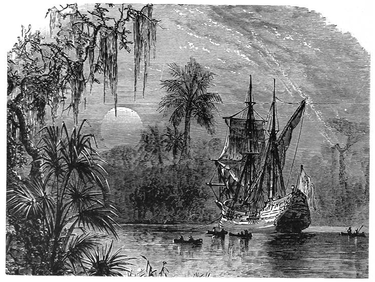 Picture Of Juan Ponce De Leon Expedition Seeking The Fountain Of Youth In Florida